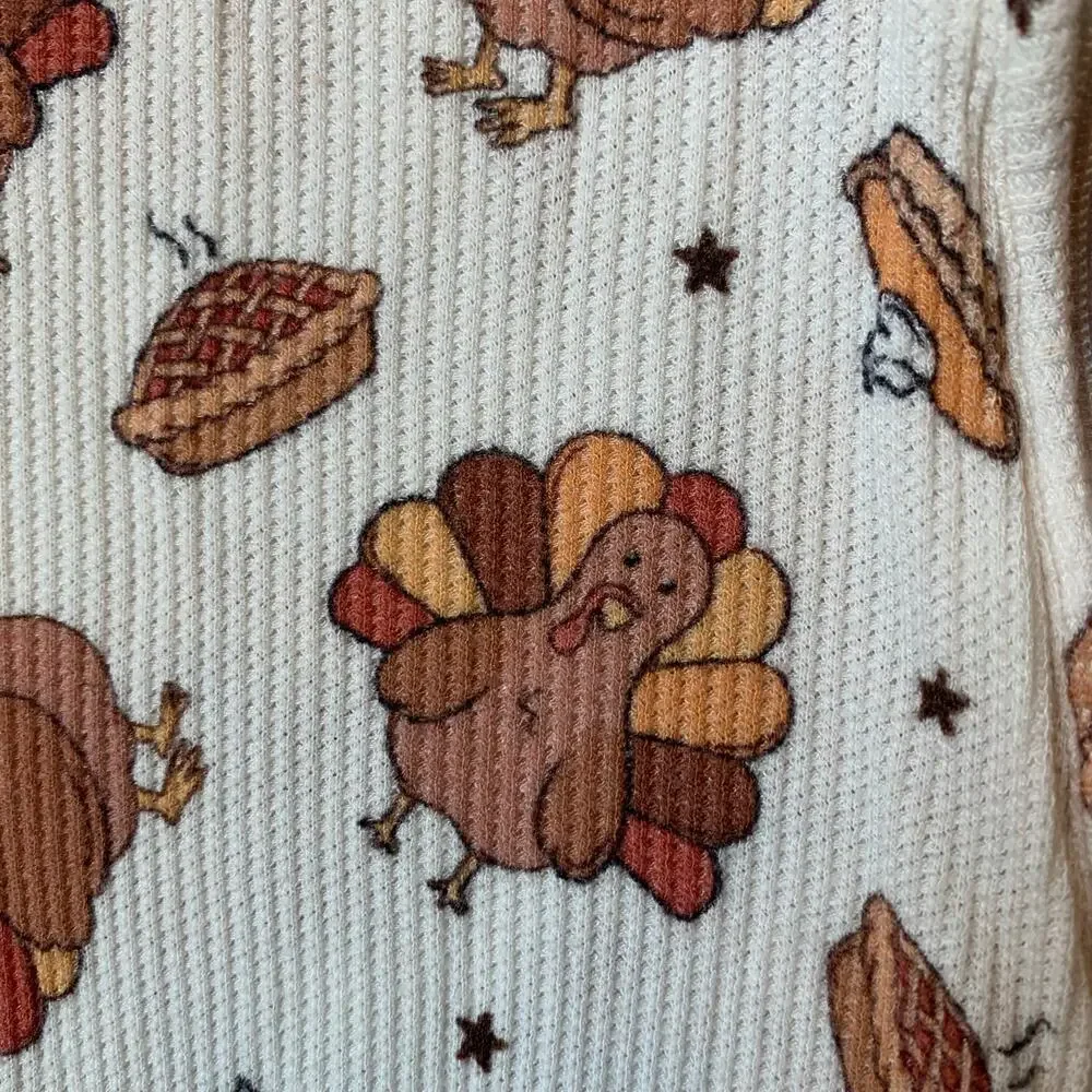 Caden Lane Waffle Knit Turkey Treats Convertible Romper